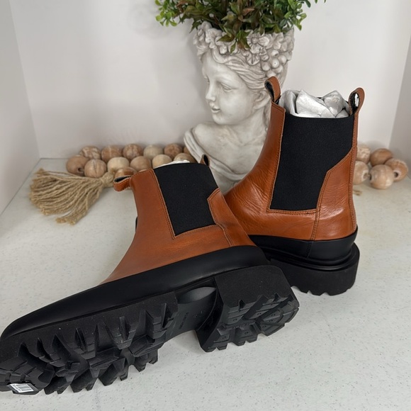 ALLSAINTS HARLEE Chelsea Tan Leather Lug Sole Chunky Boots Euro 38/7 NWOB - Picture 9 of 10